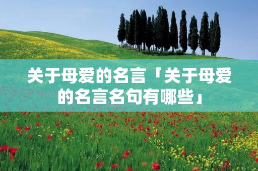 关于母爱的名言「关于母爱的名言名句有哪些」 关于母爱的名言「关于母爱的名言名句有哪些」