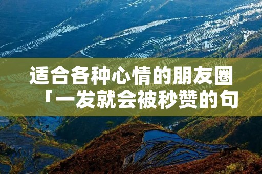 适合各种心情的朋友圈「一发就会被秒赞的句子」
