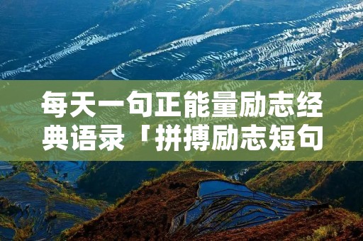 每天一句正能量励志经典语录「拼搏励志短句霸气」