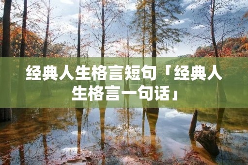 经典人生格言短句「经典人生格言一句话」