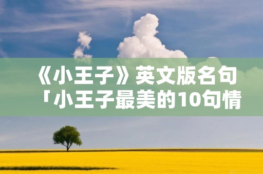 《小王子》英文版名句「小王子最美的10句情话」