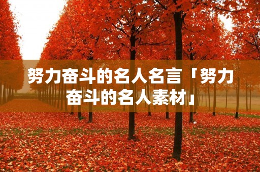 努力奋斗的名人名言「努力奋斗的名人素材」