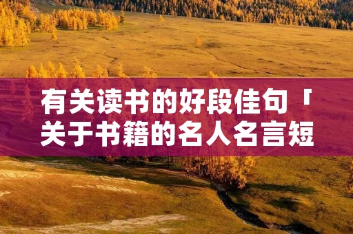 有关读书的好段佳句「关于书籍的名人名言短句」