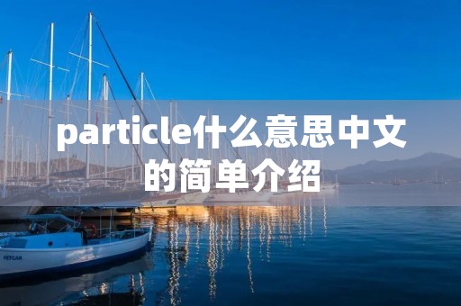 particle什么意思中文的简单介绍