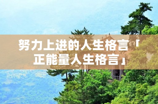 努力上进的人生格言「正能量人生格言」