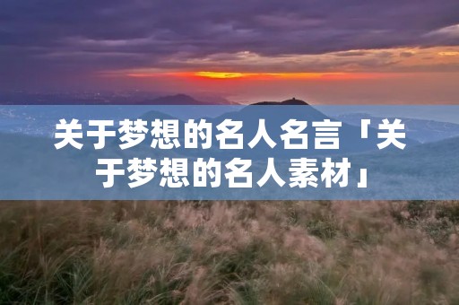 关于梦想的名人名言「关于梦想的名人素材」