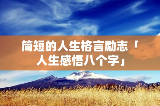 简短的人生格言励志「人生感悟八个字」