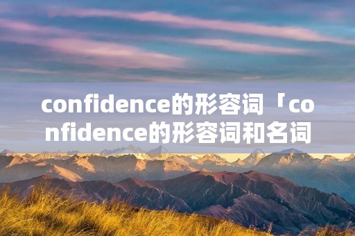 confidence的形容词「confidence的形容词和名词」