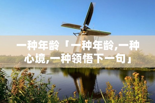 一种年龄「一种年龄,一种心境,一种领悟下一句」