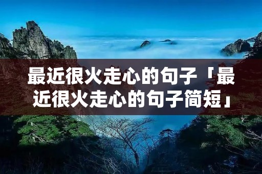 最近很火走心的句子「最近很火走心的句子简短」