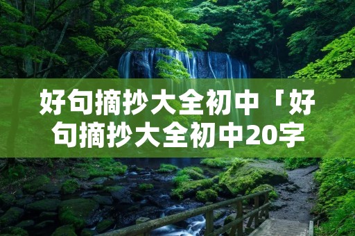 好句摘抄大全初中「好句摘抄大全初中20字优美」