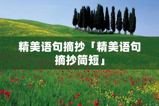 精美语句摘抄「精美语句摘抄简短」