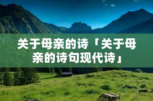关于母亲的诗「关于母亲的诗句现代诗」