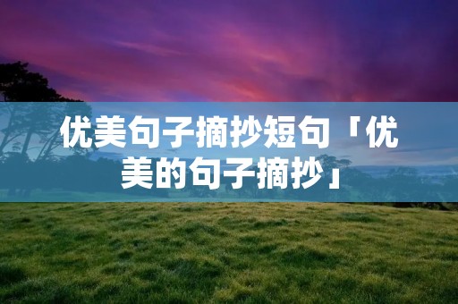 优美句子摘抄短句「优美的句子摘抄」