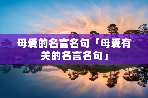 母爱的名言名句「母爱有关的名言名句」
