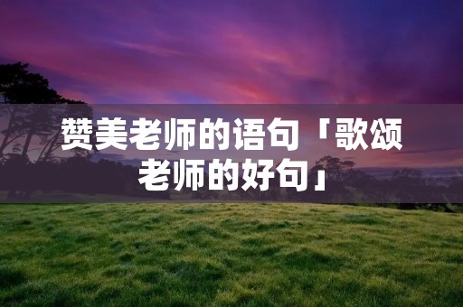 赞美老师的语句「歌颂老师的好句」