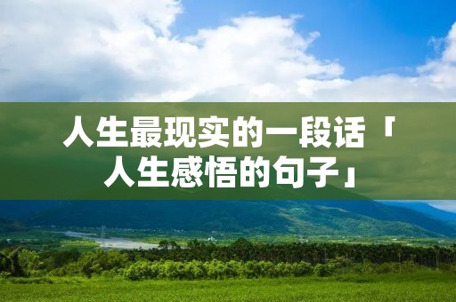 人生最现实的一段话「人生感悟的句子」