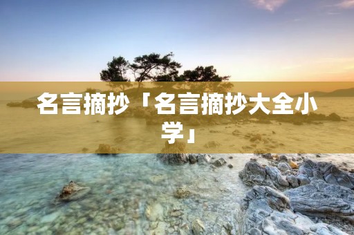 名言摘抄「名言摘抄大全小学」