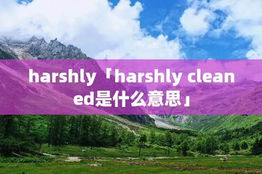 harshly「harshly cleaned是什么意思」 harshly「harshly cleaned是什么意思」