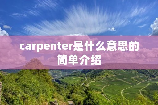 carpenter是什么意思的简单介绍 carpenter是什么意思的简单介绍