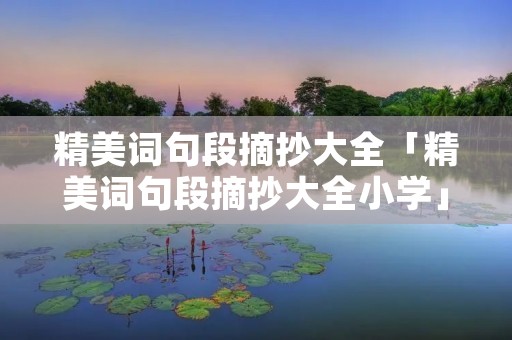 精美词句段摘抄大全「精美词句段摘抄大全小学」