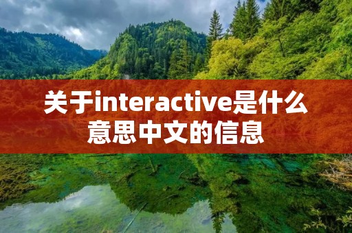 关于interactive是什么意思中文的信息
