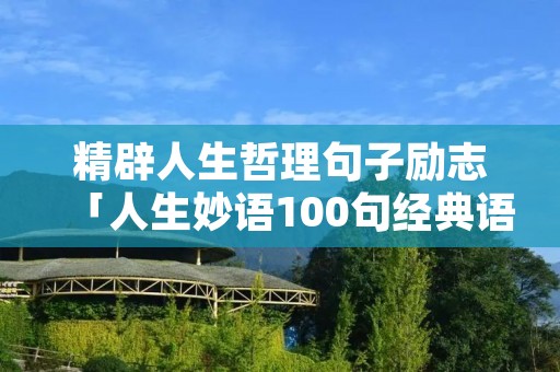 精辟人生哲理句子励志「人生妙语100句经典语录」