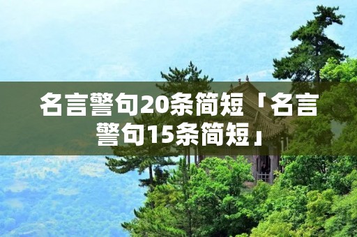 名言警句20条简短「名言警句15条简短」