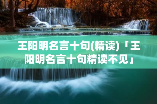 王阳明名言十句(精读)「王阳明名言十句精读不见」
