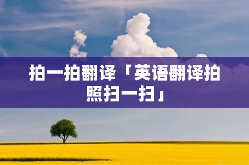 拍一拍翻译「英语翻译拍照扫一扫」
