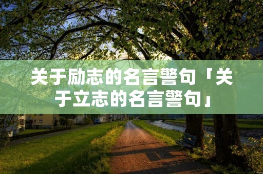 关于励志的名言警句「关于立志的名言警句」