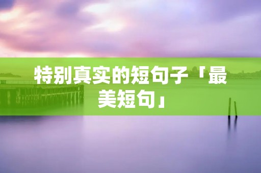 特别真实的短句子「最美短句」