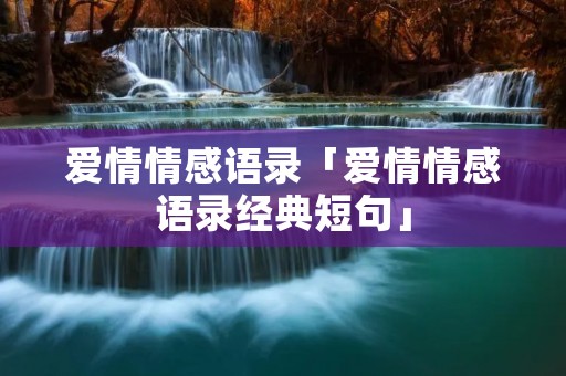 爱情情感语录「爱情情感语录经典短句」 爱情情感语录「爱情情感语录经典短句」