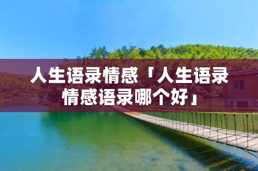 人生语录情感「人生语录情感语录哪个好」