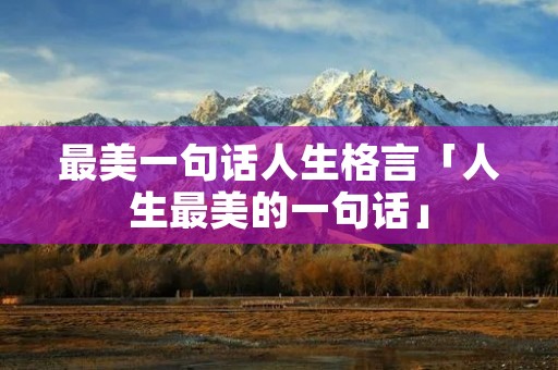 最美一句话人生格言「人生最美的一句话」