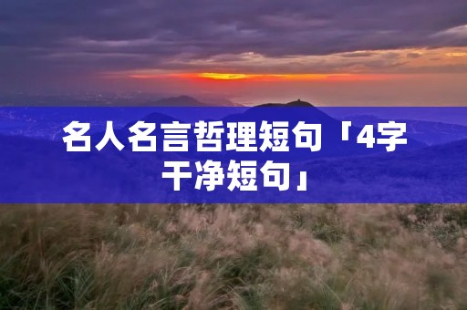 名人名言哲理短句「4字干净短句」