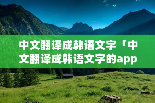 中文翻译成韩语文字「中文翻译成韩语文字的app」 中文翻译成韩语文字「中文翻译成韩语文字的app」