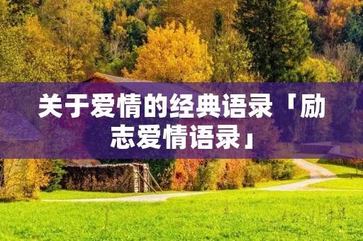 关于爱情的经典语录「励志爱情语录」