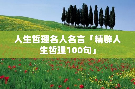 人生哲理名人名言「精辟人生哲理100句」