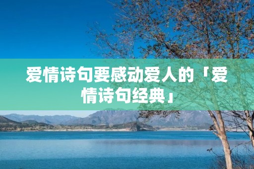 爱情诗句要感动爱人的「爱情诗句经典」