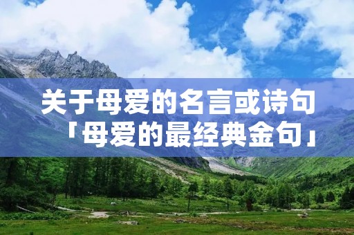 关于母爱的名言或诗句「母爱的最经典金句」