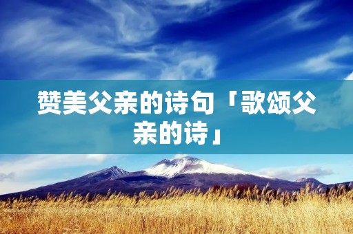 赞美父亲的诗句「歌颂父亲的诗」