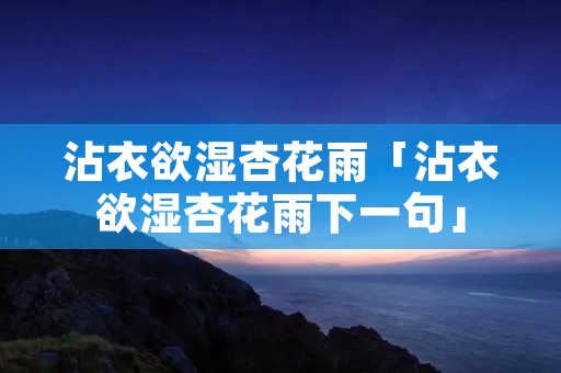 沾衣欲湿杏花雨「沾衣欲湿杏花雨下一句」