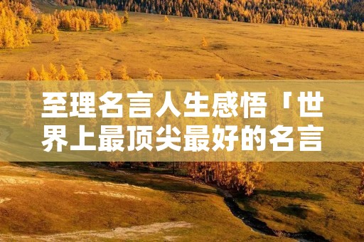 至理名言人生感悟「世界上最顶尖最好的名言名句」 至理名言人生感悟「世界上最顶尖最好的名言名句」