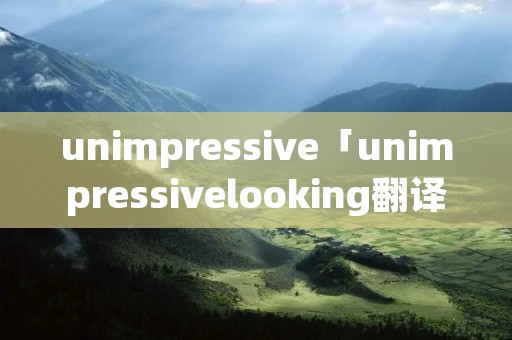 unimpressive「unimpressivelooking翻译」