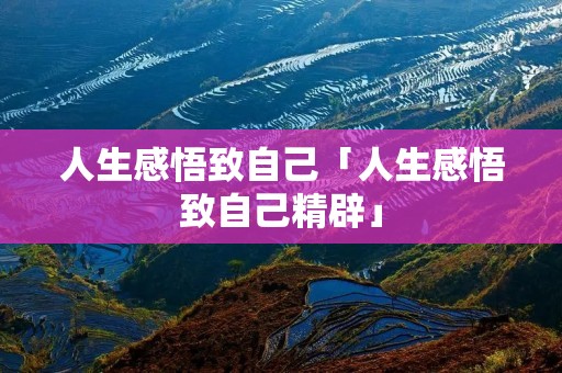 人生感悟致自己「人生感悟致自己精辟」