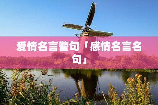 爱情名言警句「感情名言名句」