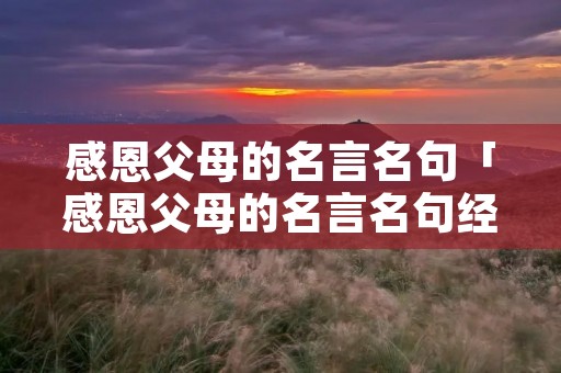 感恩父母的名言名句「感恩父母的名言名句经典摘抄」