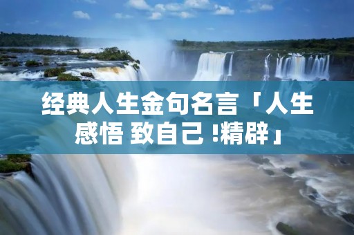 经典人生金句名言「人生感悟 致自己 !精辟」