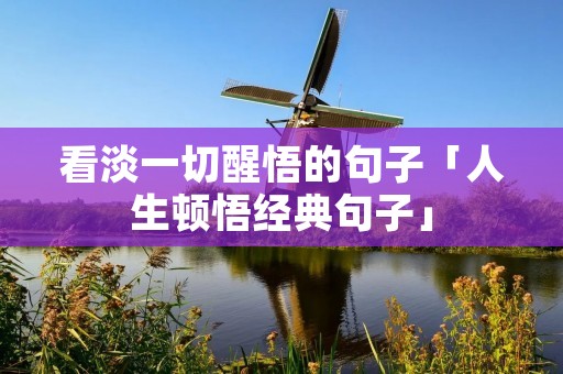 看淡一切醒悟的句子「人生顿悟经典句子」